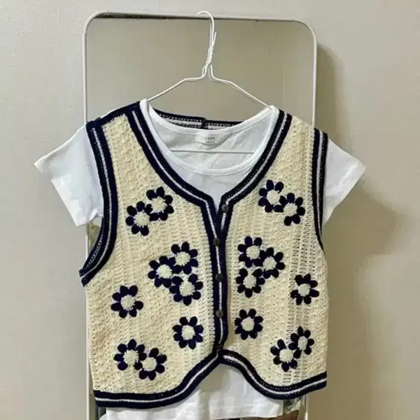[BUNJANG] Mori Short Sleeve Vest Cardigan Set / 모리 반팔 조끼 가디건 세트