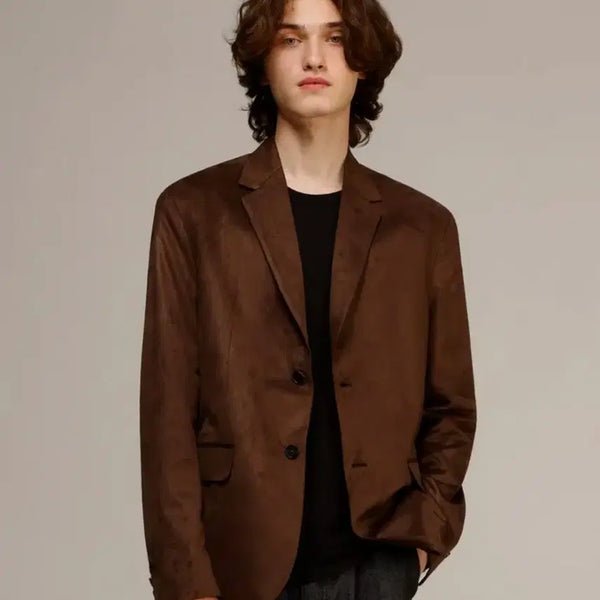 [BUNJANG] Signature Suede Blazer Jacket Brown / 시그니처 스웨이드 블레이저 자켓 브라운 m