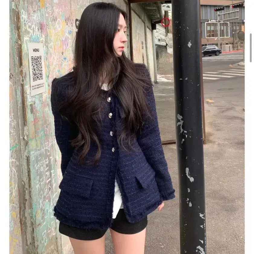 [BUNJANG] High Wans Tweed Jacket Navy / 하이원스 트위드 자켓 네이비