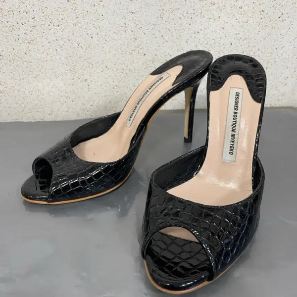 [BUNJANG] MyEyeko Black Heeled Sandals Size 36 / (36)뮬.샌들.힐.구두.슬리퍼.myeyeko.마이아이코