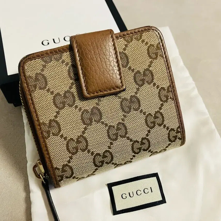 [BUNJANG] Gucci GG Canvas Women's Bifold Wallet Brown / 정품)풀박스) 구찌 GG 캔버스 여성 반지갑 브라운