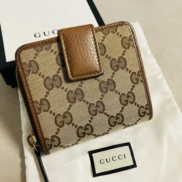 [BUNJANG] Gucci GG Canvas Women's Bifold Wallet Brown / 정품)풀박스) 구찌 GG 캔버스 여성 반지갑 브라운