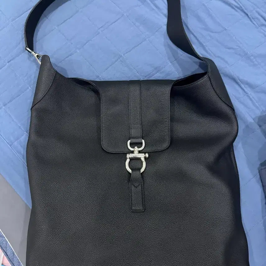 [BUNJANG] Time Homme Cobb Shoulder Bag L Black Leather / 타임옴므 코브 숄더백 L