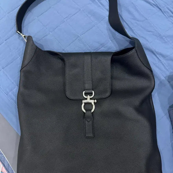 [BUNJANG] Time Homme Cobb Shoulder Bag L Black Leather / 타임옴므 코브 숄더백 L