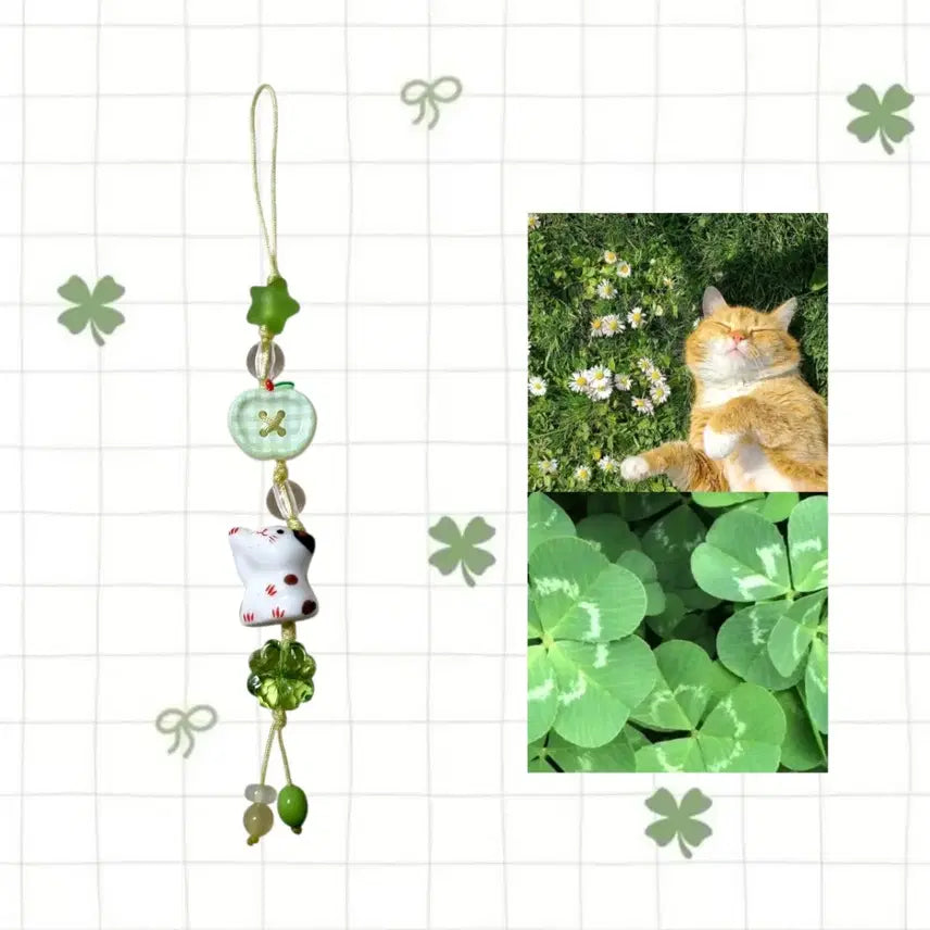 [BUNJANG] Lucky Cat Bead Keychain / 행운가득, 안녕 행운냥 비즈 키링