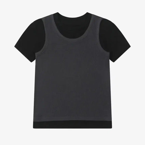 [BUNJANG] Dainnit Layered Short Sleeve T-Shirt / 다이닛 레이어드 반팔 티셔츠