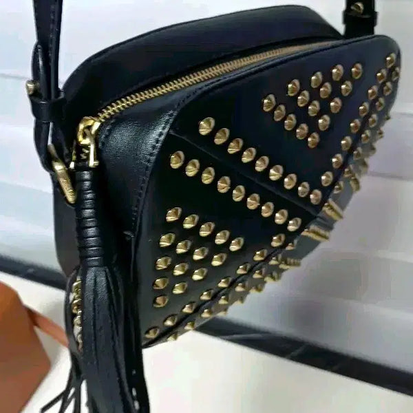 [BUNJANG] Cesare Paciotti Black Leather Studded Shoulder Bag / 체사레 파치오티 가방 명품브랜드