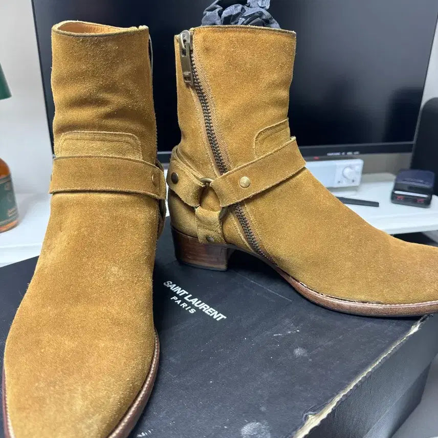 [BUNJANG] Saint Laurent Suede Motorcycle Boots / 생로랑 13시즌 스웨이드 모터사이클 41.5