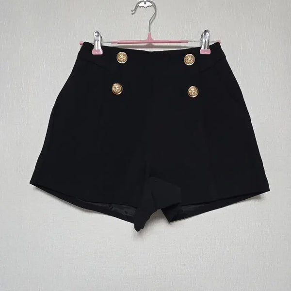 [BUNJANG] Black Double Button Short Pants / 블랙 더블 버튼 숏팬츠