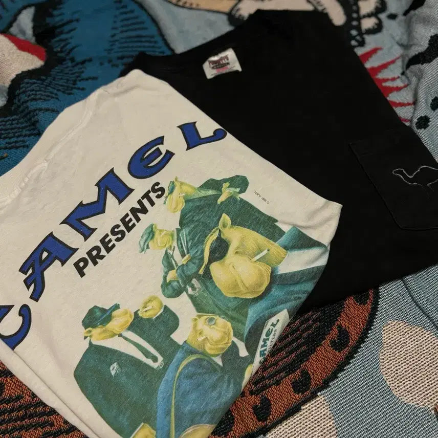 [BUNJANG] 1990s Camel Promotion Pocket T-Shirt Cut-Off Hem Single Stitch / 90s 카멜 프로모션 포켓티셔츠 컷오프
