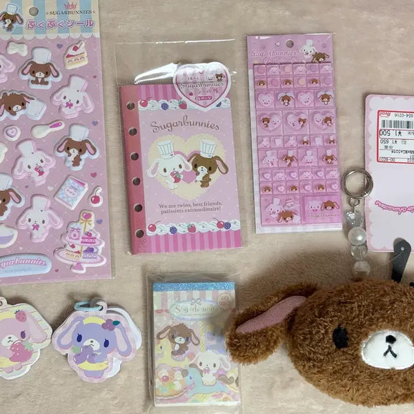 [BUNJANG] Sugabunnies Stationery Memo Pad Diary Inserts Sticker Tile Doll Keyring Bundle Set / 고전 슈가바니즈 메모지 편지지 다이어리속지 스티커 타일 인형키링