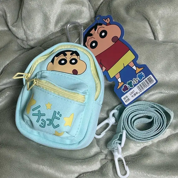 [BUNJANG] Crayon Shin-chan Mini Backpack Pouch with Detachable Keyring & Strap / 택0,새상품) 짱구 미니 백 파우치 키링& 크로스 끈 탈착
