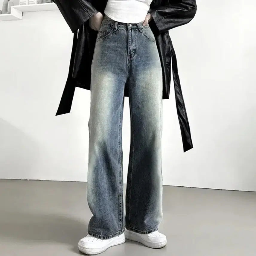 [BUNJANG] Vintage Yellow Wash Wide Denim Pants Shorts / 빈티지 옐로우 워싱 와이드 데님팬츠 숏s