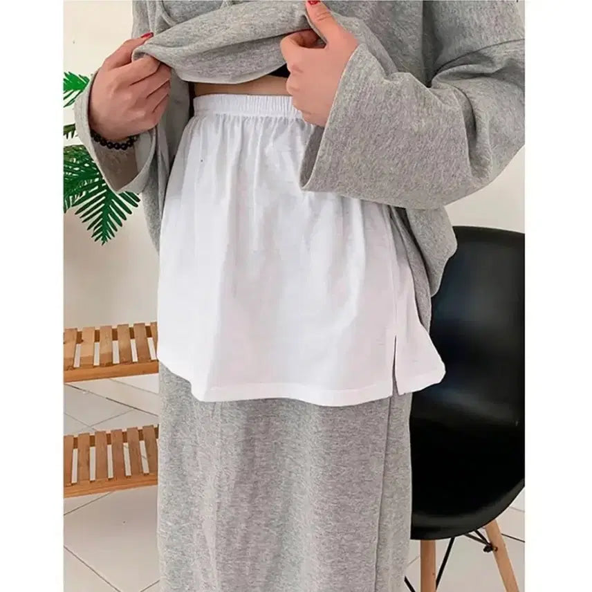 [BUNJANG] Side Slit Waistband Layered T-shirt / 옆트임 페이크 허리밴딩 레이어드