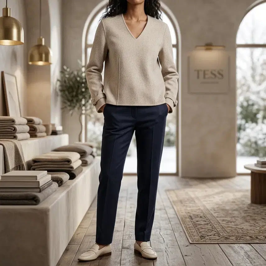 [BUNJANG] TIME Angora Wool Blend V-Neck Knit Top / 타임 앙고라 울 혼방 브이넥 니트 ~F