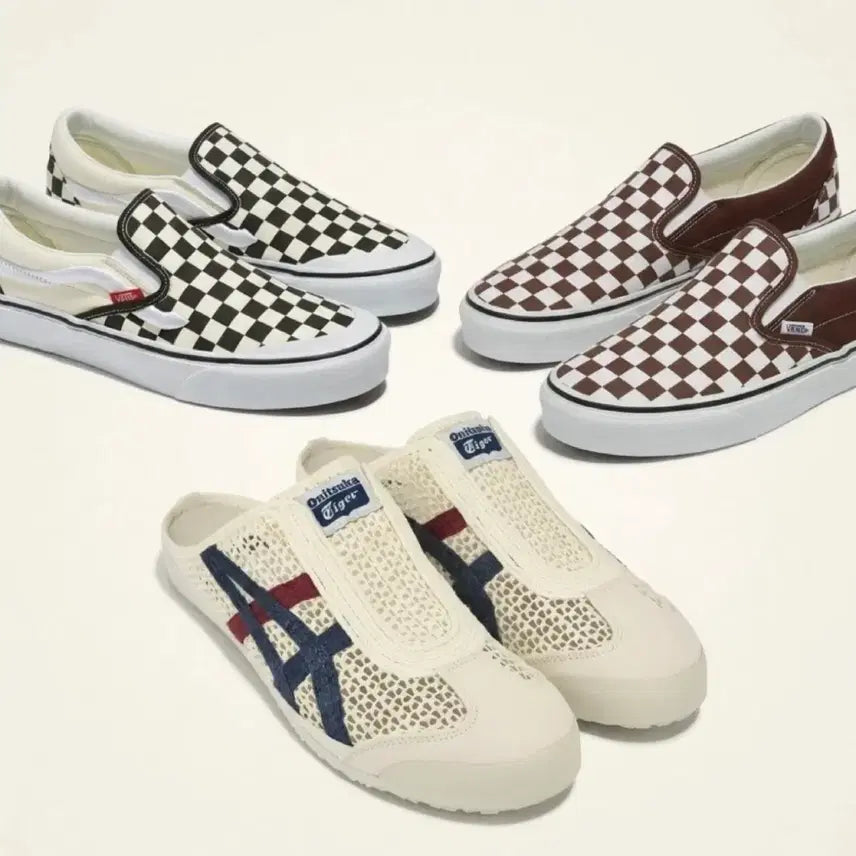 [BUNJANG] Onitsuka Tiger Mexico 66 Mule & Vans Checker Slip-On Bundle (2 Pairs) / [235] 오니츠카 타이거 멕시코66 뮬 & 반스 체커 슬립온 2족 일괄