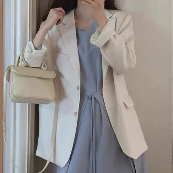[BUNJANG] White Suit Coat - Short Length, Casual, Slim Fit / 화이트 정장 코트 숏기장 고급스러운 캐주얼 날씬한 정장