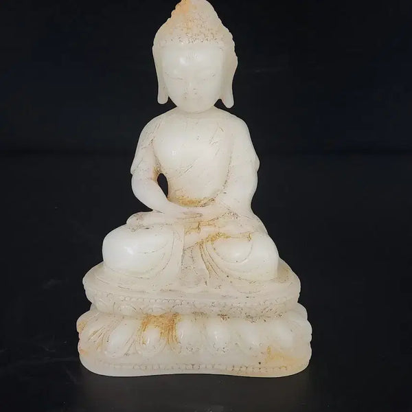[BUNJANG] Natural White Jade Buddha Statue 15.4cm Height / 천연원석 백옥 부처님 높이15.4cm폭10.2cm 중국도자기