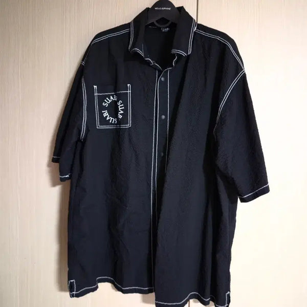 [BUNJANG] SUABI Men's Black Short Sleeve Shirt (Size L-XL) / SUABI 남자 블랙 반팔 셔츠 105~110사이즈