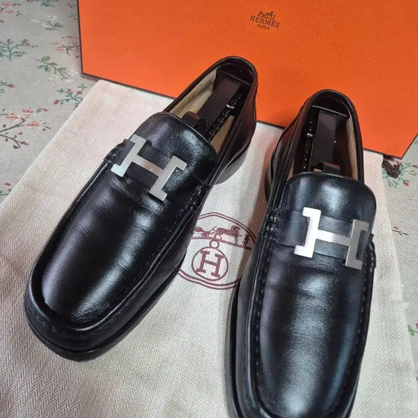 [BUNJANG] Hermes H Logo Black Loafers Size 240 / 에르메스 H로고 블랙 로퍼 240
