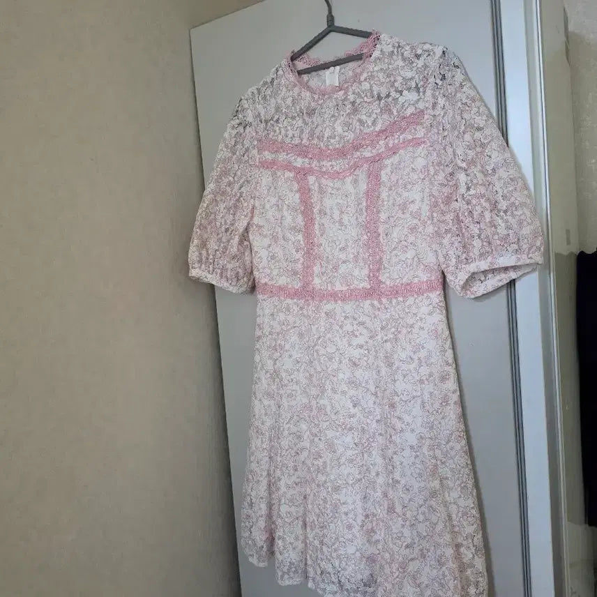 [BUNJANG] It Misha Lace Dress Pink/White / 새상품)잇 미샤 레이스 원피스 핑크/화이트
