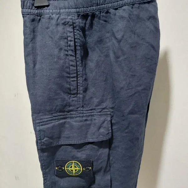 [BUNJANG] Stone Island Linen Bermuda Shorts / (새상품) 스톤아일랜드 와펜 패치 린넨 버뮤다