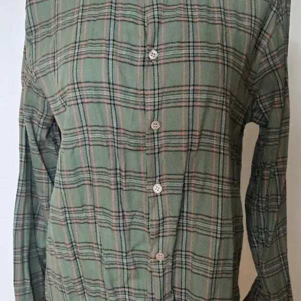 [BUNJANG] Women's Khaki Check Pattern Long Sleeve Shirt / 체크 카키색 남방((새상품))