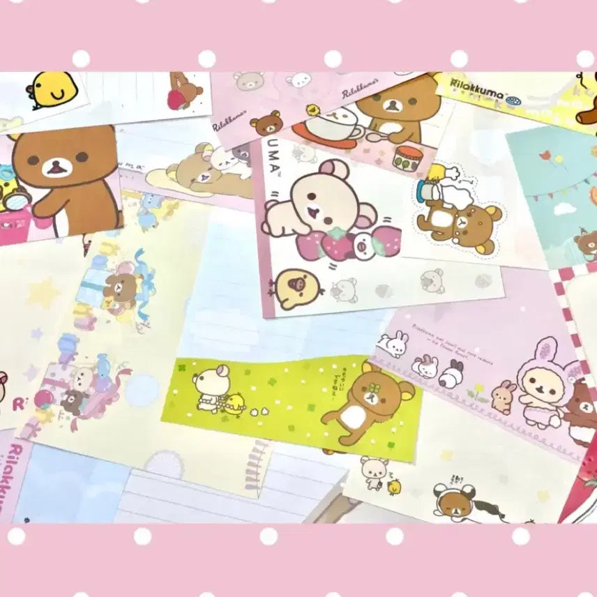 [BUNJANG] Rilakkuma Korilakkuma Vintage Memo Pad & Letter Paper Set / 리락쿠마 코리락쿠마 고전 메모지 편지지 소분 분철 띵
