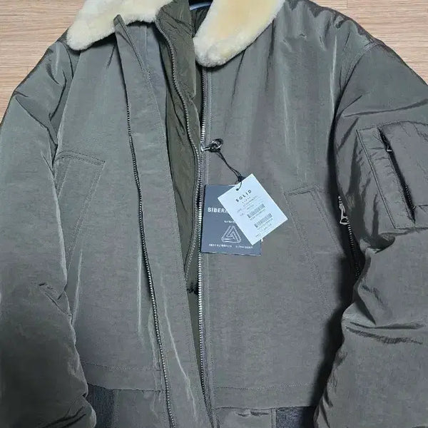 [BUNJANG] Solid Homme Khaki Siberian Goose Bomber Jacket 50 / 솔리드옴므 / 카키 시베리안 구스 항공 점퍼 /50