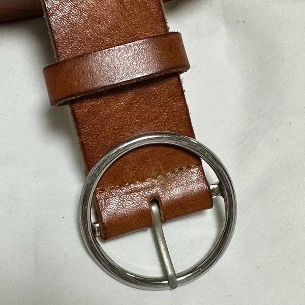 [BUNJANG] Vintage Brown Genuine Leather Belt / 빈티지 브라운 통가죽 벨트