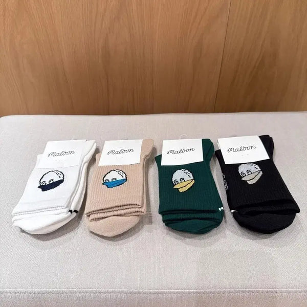 [BUNJANG] Malbon Women's Cartoon Crew Golf Socks (4-Pair Set) / 말/본 여성 카툰 중목 골프 양말(4켤레 1세트)