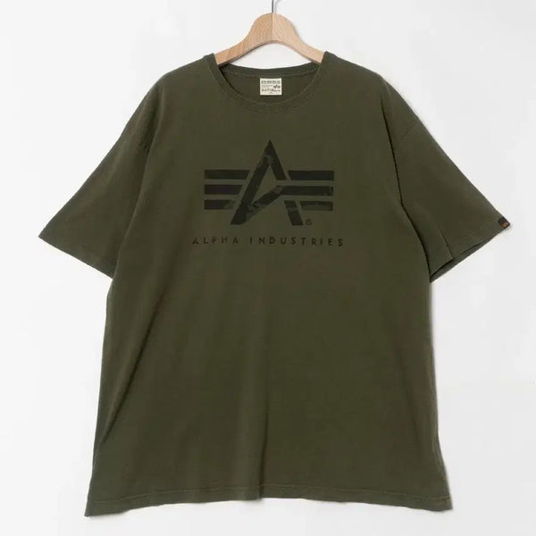 [BUNJANG] Alpha Industries Edwin Collaboration Camo Logo T-Shirt (Olive, 3XL) / [3XL] 빈티지 티셔츠 알파 인더스트리 카모 로고 올리브 밀리터리