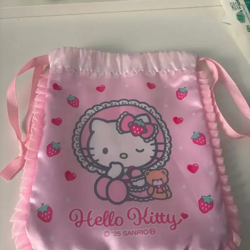 [BUNJANG] Sanrio Hello Kitty Lovely Frill Series Drawstring Pouch / 산리오 헬로키티 러블리 프릴 시리즈 복조리 파우치