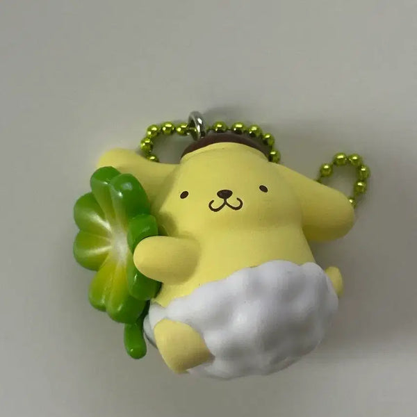 [BUNJANG] Sanrio Pompompurin Four-Leaf Clover Gacha Keychain / 폼폼푸린 산리오 네잎클로버 가챠 키링
