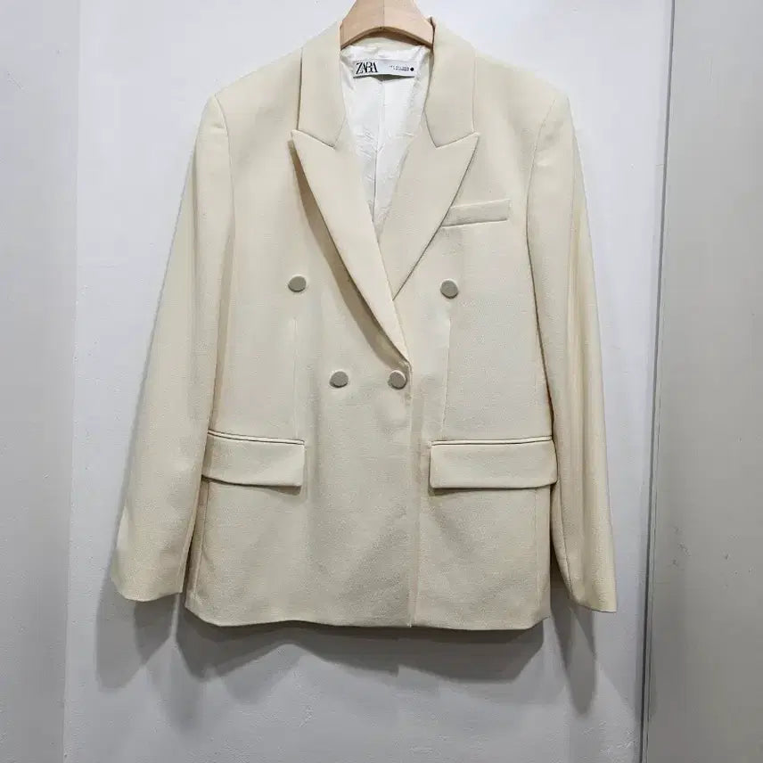 [BUNJANG] ZARA Double-Breasted Blazer Jacket Ivory L / 자라(ZARA) 더블 버튼 재킷 아이보리 L