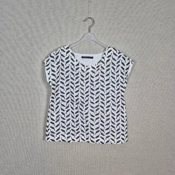 [BUNJANG] Whale Pattern Short Sleeve Top - M Size / (#55,66추천/M)마100% 귀여운 고래 반팔 상의