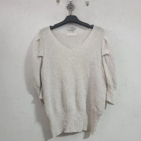 [BUNJANG] Women's V-Neck Knit Ivory / 여성 브이넥 니트 아이보리
