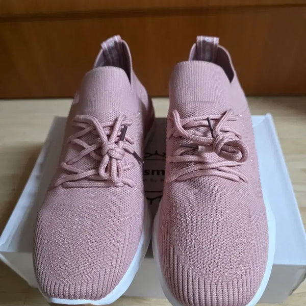[BUNJANG] Women's Pink Glitter Knit Ankle Sneakers (245mm) / (새상품) 발목부분 니트 반짝반짝 핑크 운동화(245mm)