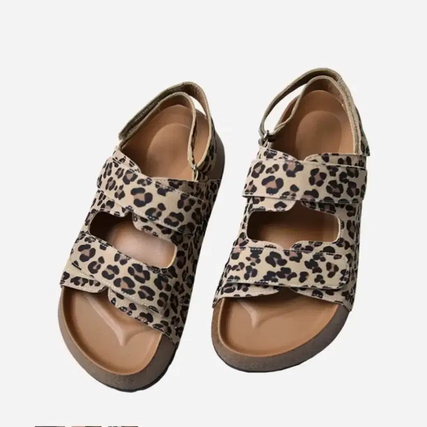 [BUNJANG] Leopard Pattern Strap Sandals - New / (새상품)레오파드 패턴 스트랩 샌들