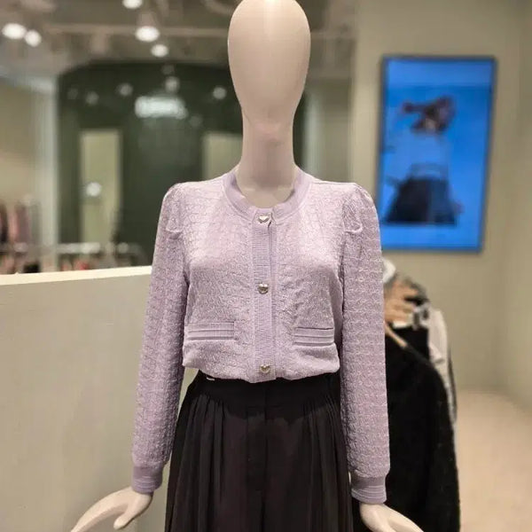 [BUNJANG] DEWL Puff Sleeve Cardigan Lavender / 듀엘 라벤더 가디건이예요