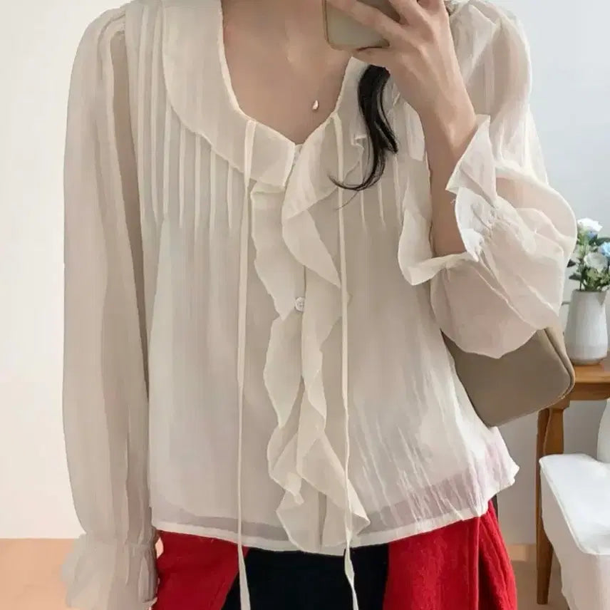 [BUNJANG] Spring/Summer Blouse Cream / 봄여름 블라우스 크림