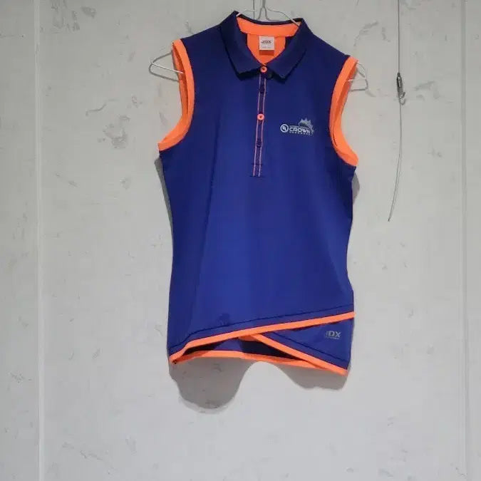 [BUNJANG] JDX Women's Sleeveless Collared Polo Shirt - Blue/Orange / JDX 민소매 카라티 블루 오렌지