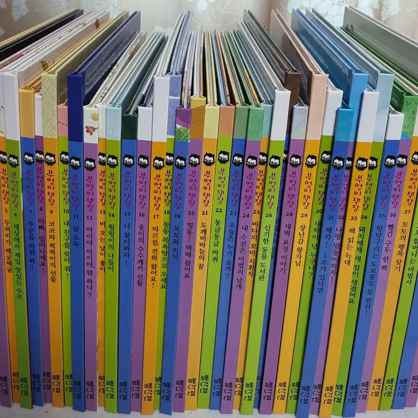 [BUNJANG] Kyowon Red Pen Owl Bookshelf Complete Set (40 Volumes) / [교원] 빨간펜 부엉이 책장 전집 40권