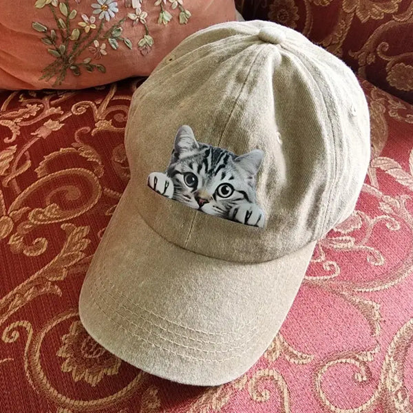 [BUNJANG] Cat Beanie Hat Beige (Unused) / 야옹이  야구 모자 베이지색 (미사용)