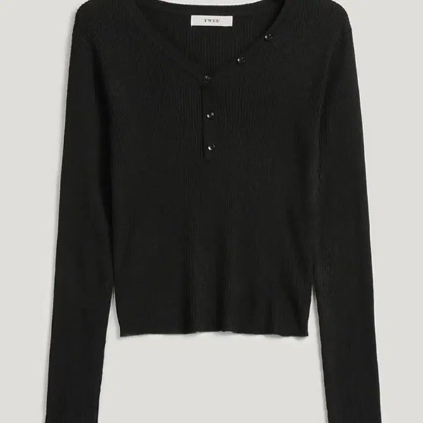 [BUNJANG] Twist Gomez Button Knit Black / 트위 고메즈 버튼 니트 블랙