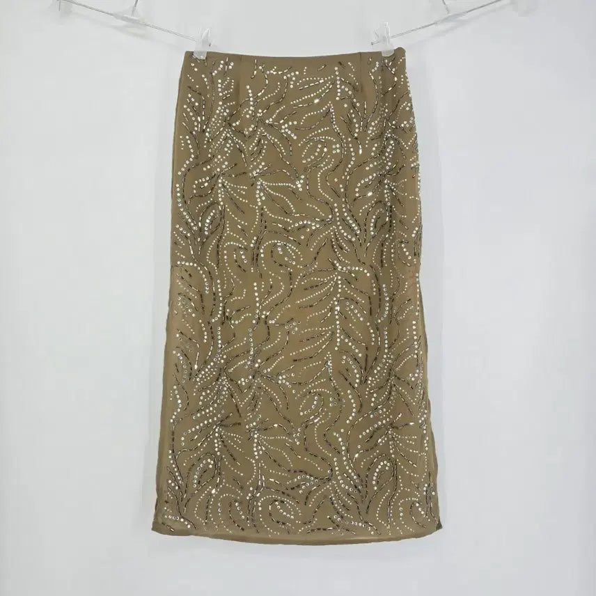 [BUNJANG] H&M EDITION Beaded Long Skirt Khaki Brown / H&M EDITION 비즈 장식 롱 스커트 [B50131]