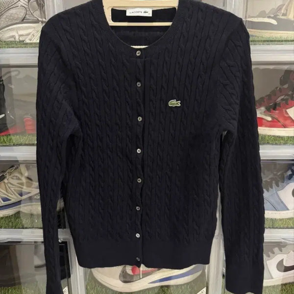 [BUNJANG] Lacoste Cable Knit Cardigan Navy Size 40 / (새상품) 라코스테 케이블 니트 가디건 네이비 (40 사이즈)