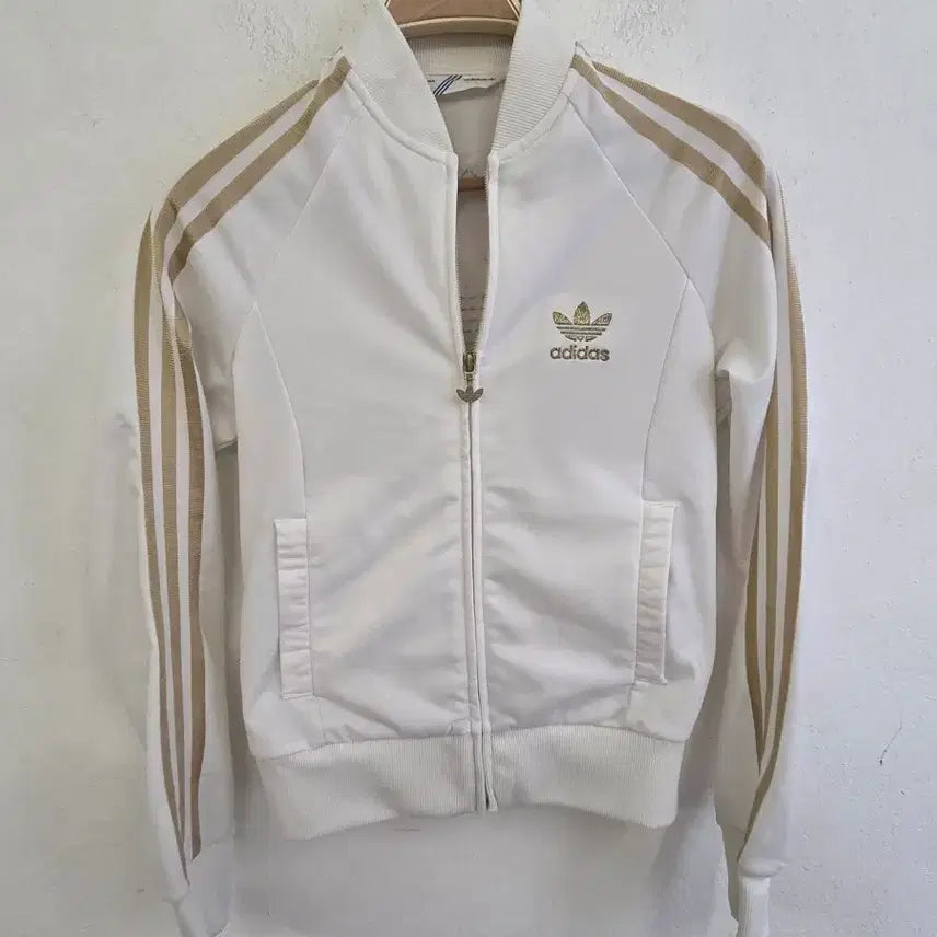 [BUNJANG] Adidas White Gold Three-Stripes Track Top / 아디다스 화이트 골드 삼선 트랙탑