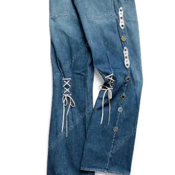 [BUNJANG] Kapital Gemstone Flare Denim Pants / 캐피탈 잼스톤 플레어 데님팬츠(1)