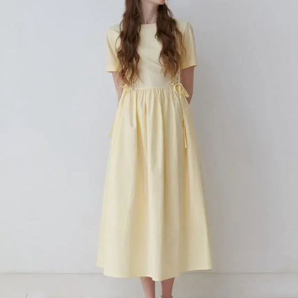 [BUNJANG] Riel Peach Corset Yellow Dress / 리엘 피치 코르셋 옐로우 원피스